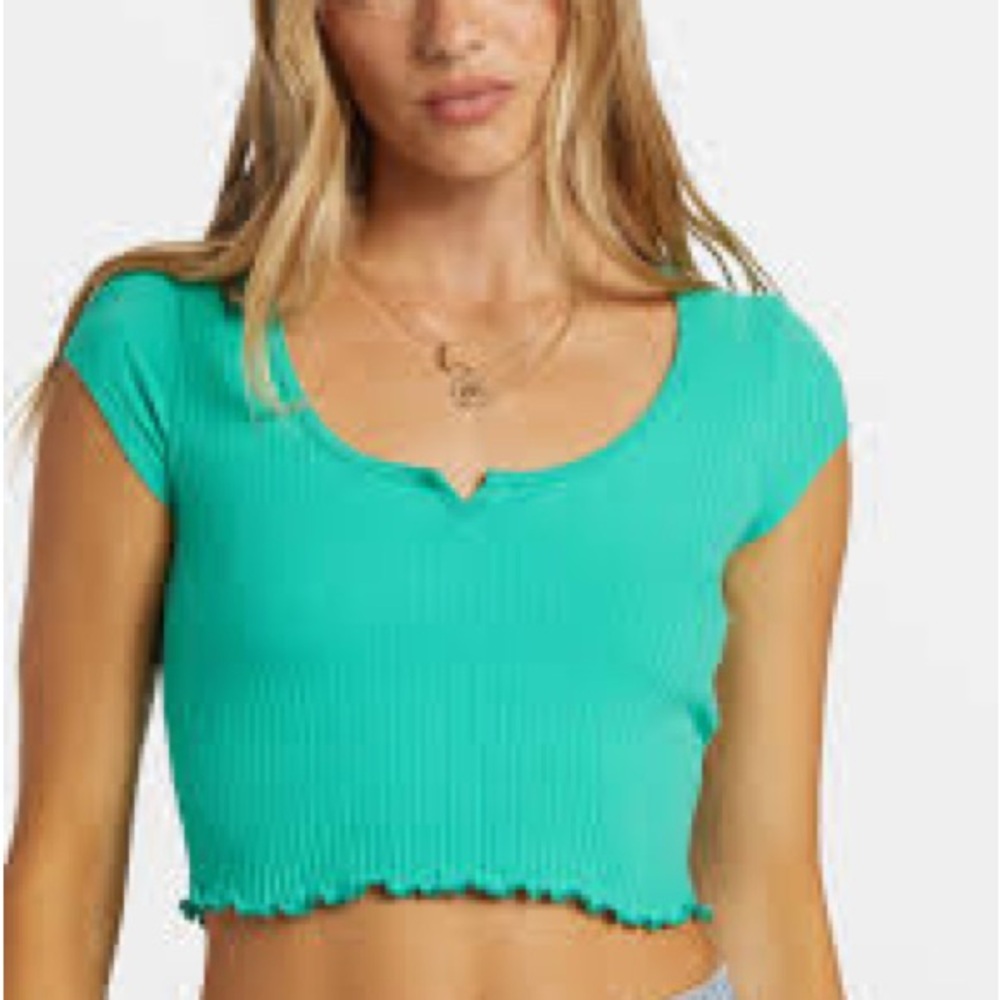 Billabong Aqua Ribbed Crop Top Size XS‎ NWT